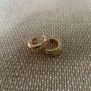 Shashi revolve local eclectic 18k foil sterling silver hoops.